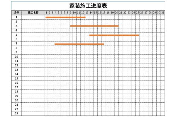 家装施工进度表