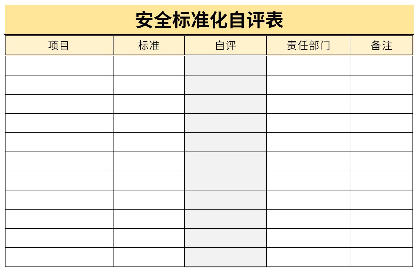 安全標(biāo)準(zhǔn)化自評表截圖