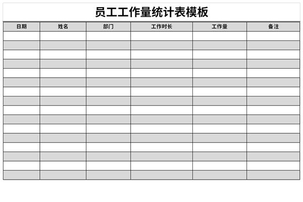 员工工作量统计表模板