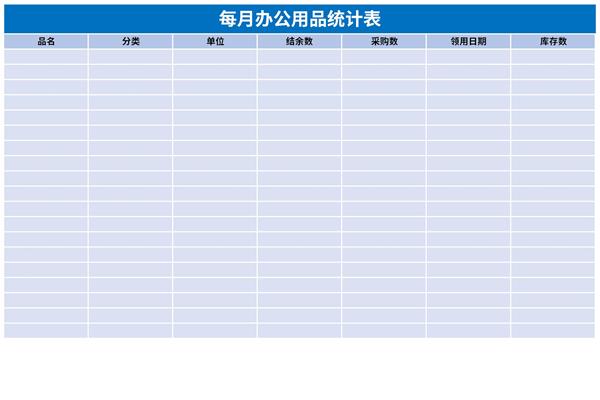 每月办公用品统计表