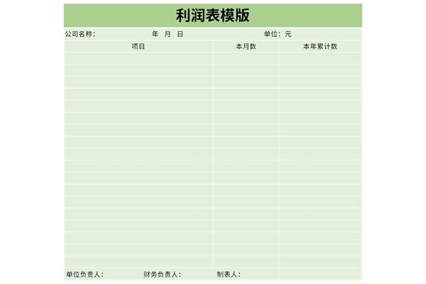 利润表模版