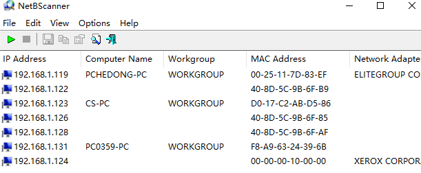 局域網(wǎng)ip掃描工具(NetBScanner)截圖