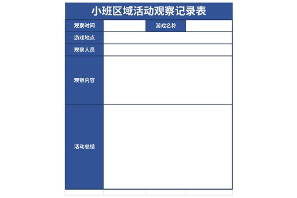 区域观察记录表小班
