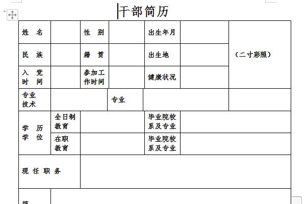 干部个人简历范文