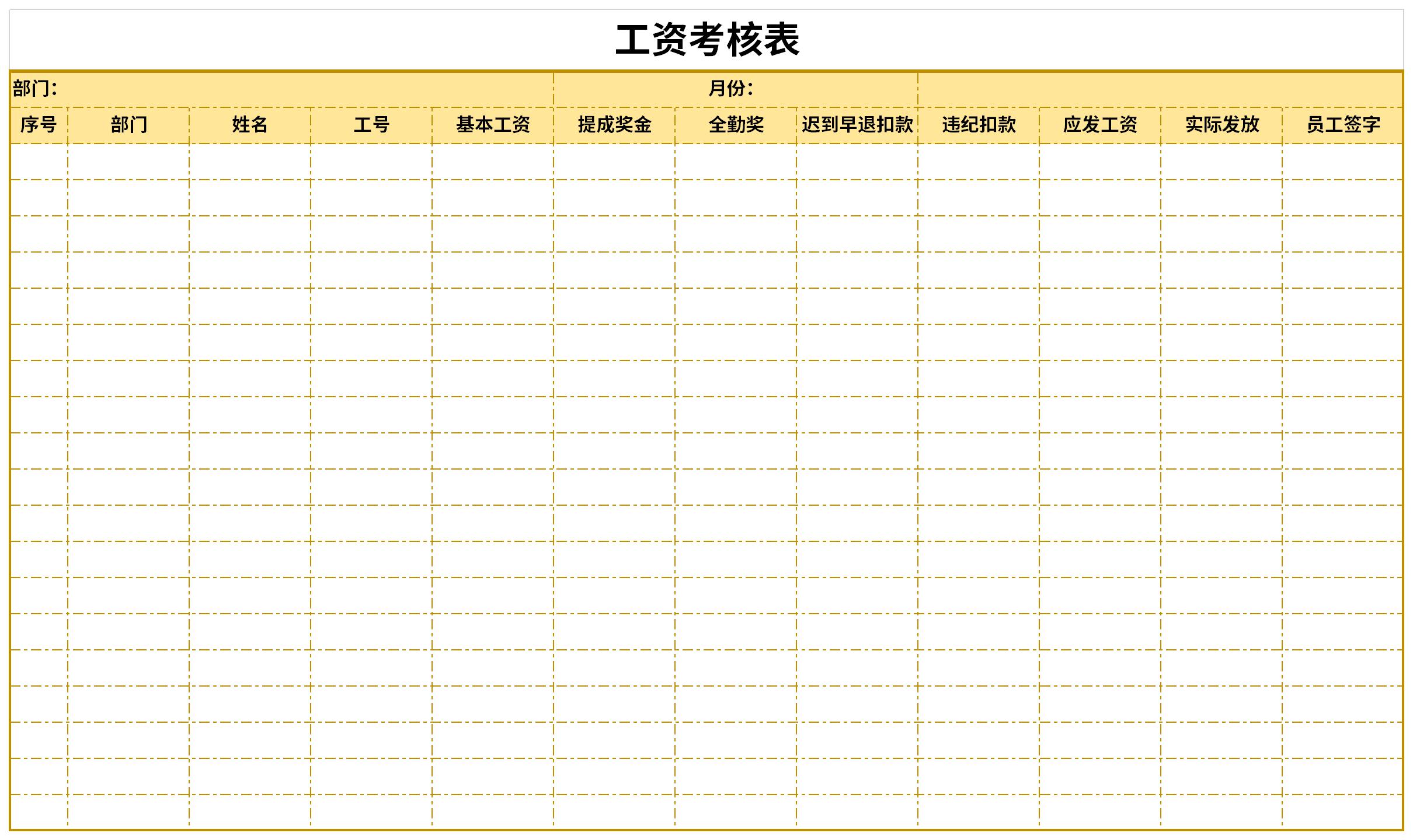 工资考核表截图