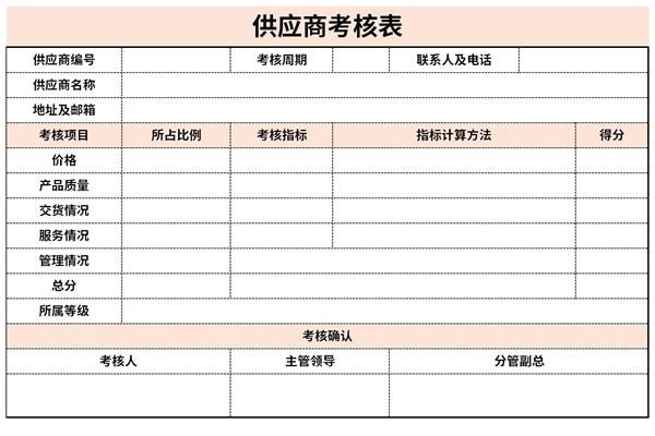 供应商年度考核表