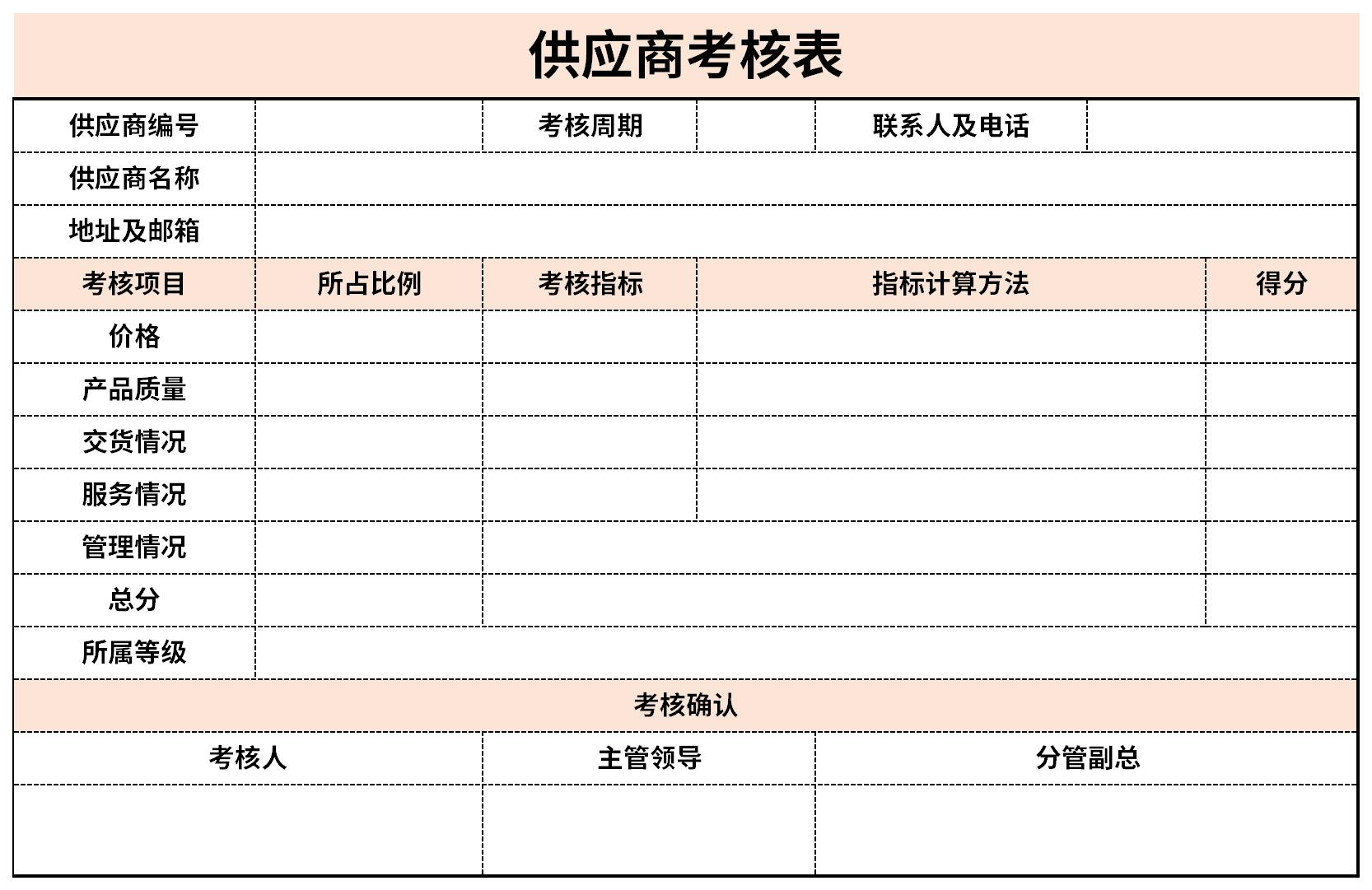 供應(yīng)商年度考核表截圖