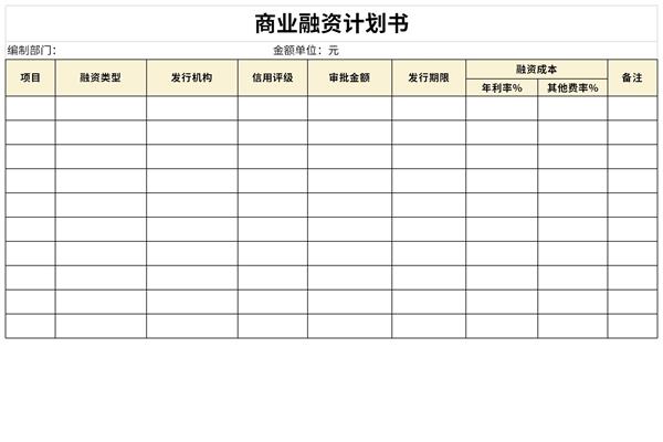 商业融资计划书