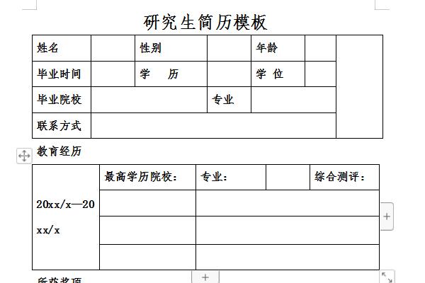 研究生个人简历模板