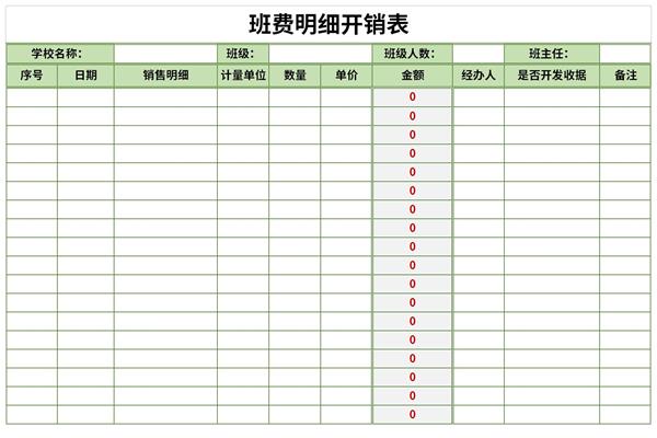 班費明細開銷表