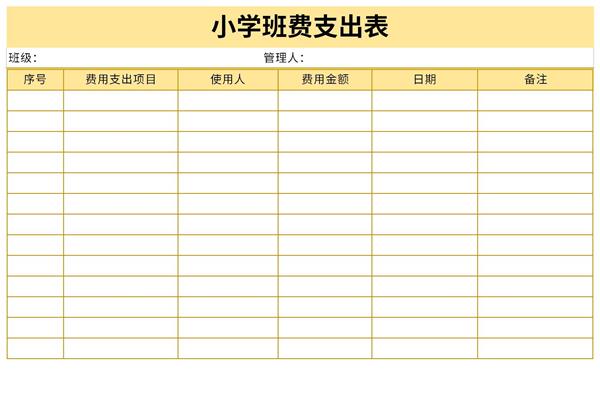 小学生班费支出表