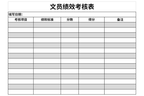 文员绩效考核表