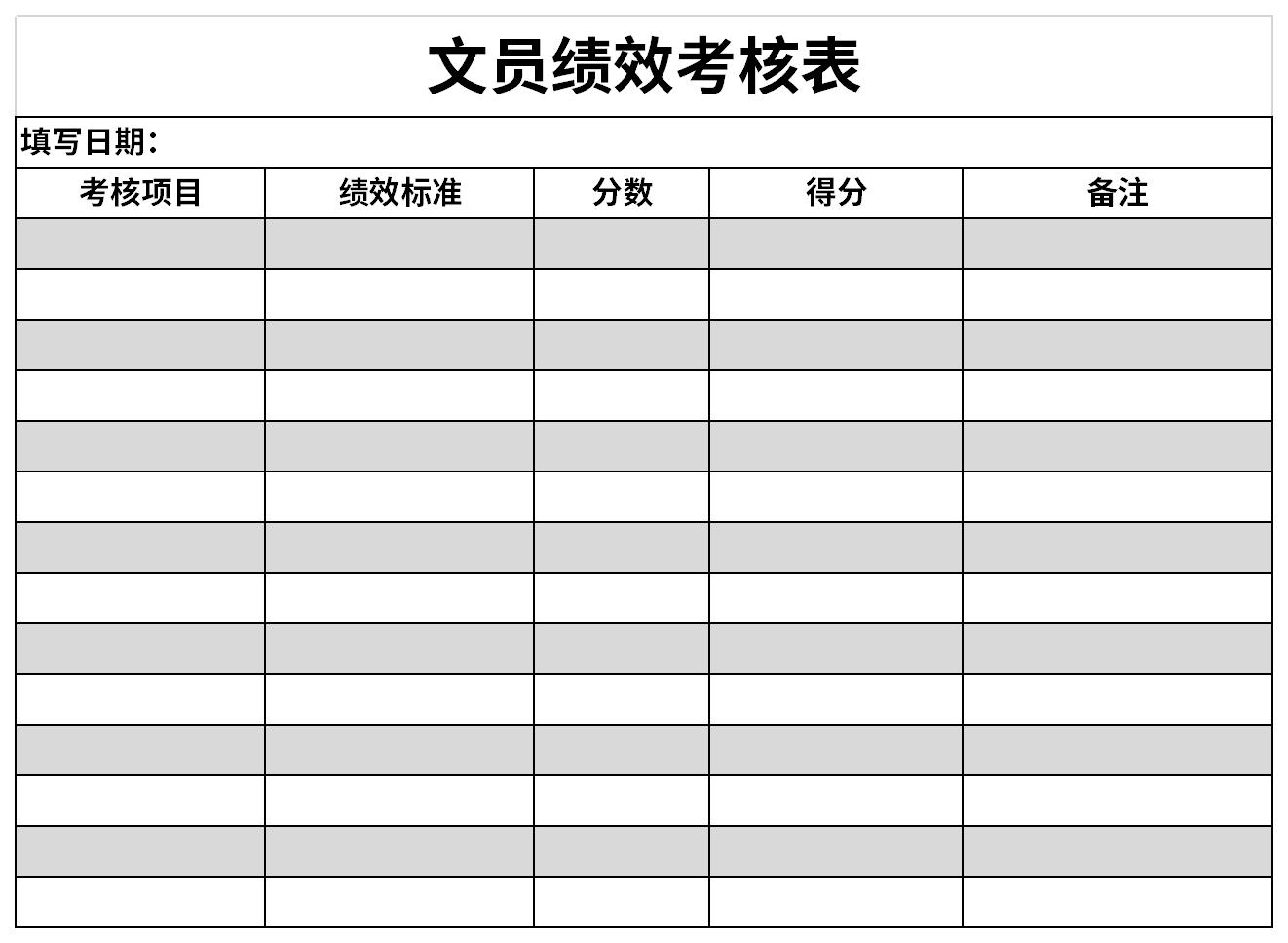 文員績效考核表截圖