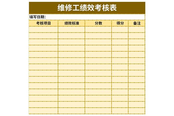 维修工绩效考核表