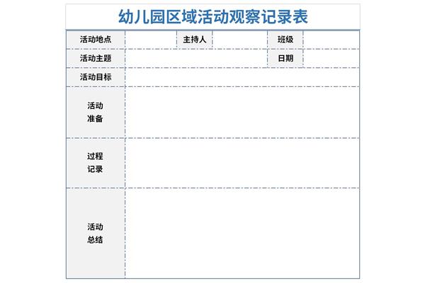 幼儿园区域活动观察记录表