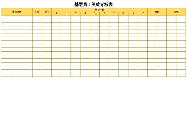 基层员工绩效考核表