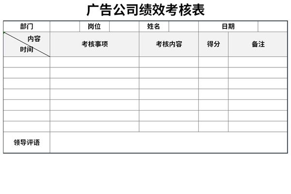 广告公司绩效考核表