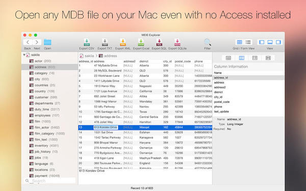 MDB Explorer for Mac