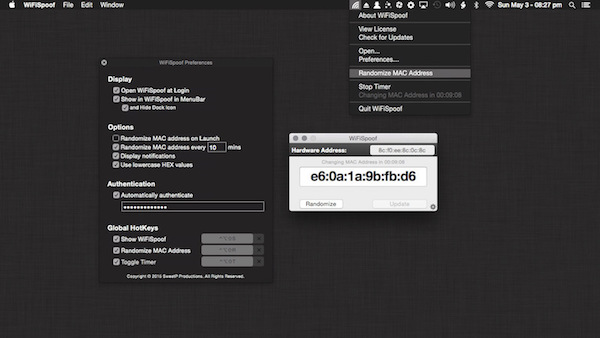 WiFiSpoof mac