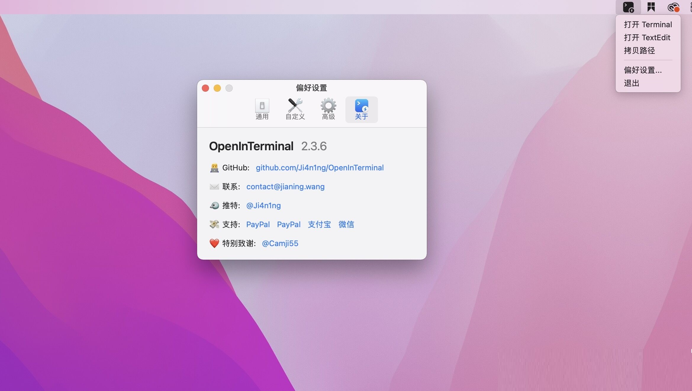 OpenInTerminal for Mac