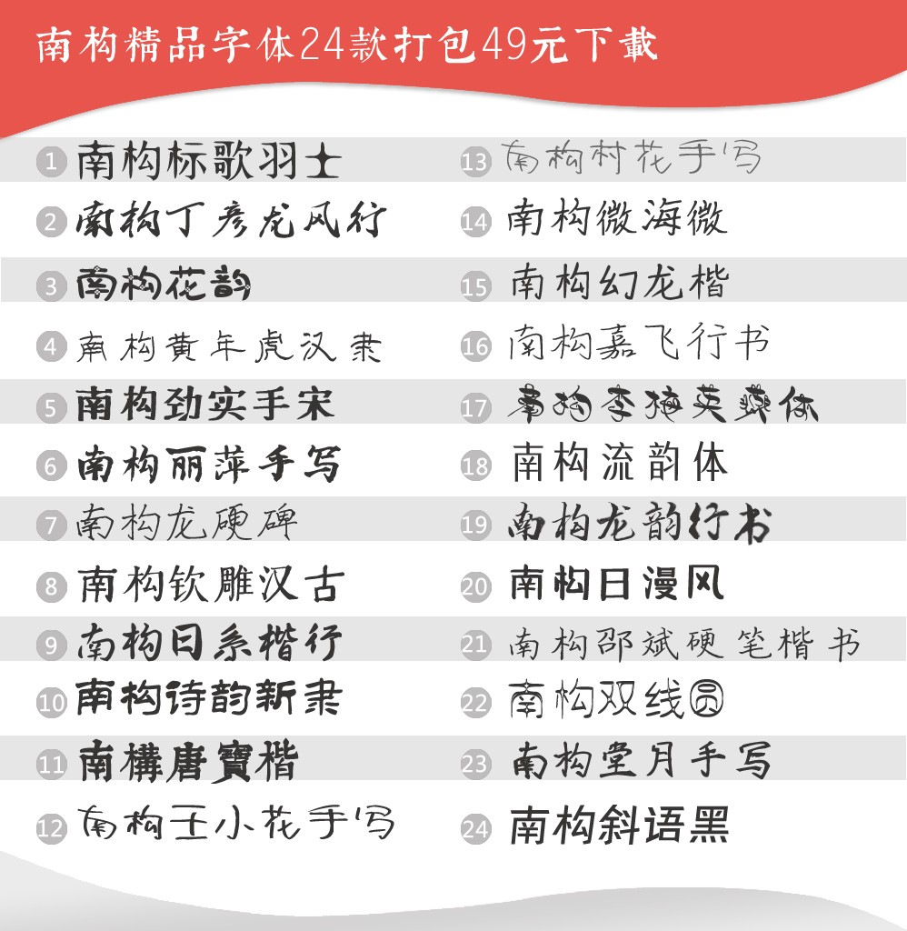 南构字体24款打包下载最新版下载